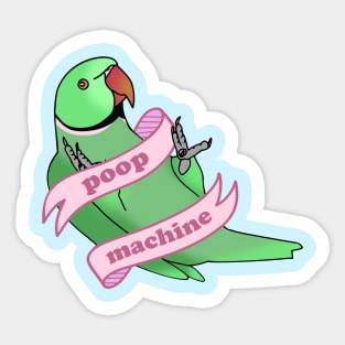 Poop Machine Green Ringneck Sticker